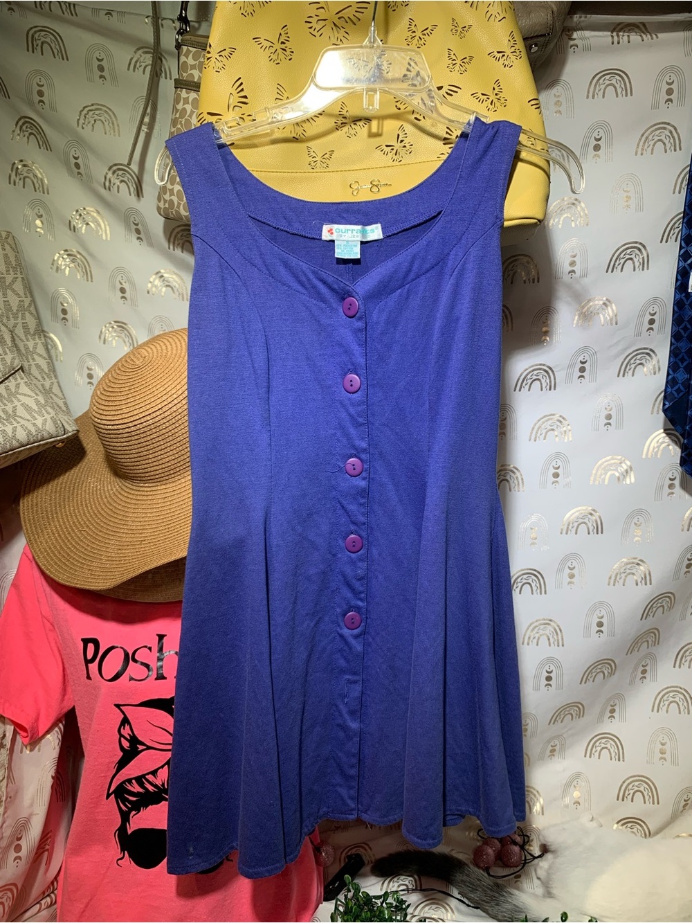 Purple Button-Front A-Line Women's Dress